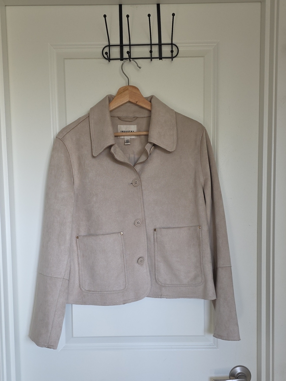INDUSTRY Light Beige Suede Button-Front Jacket